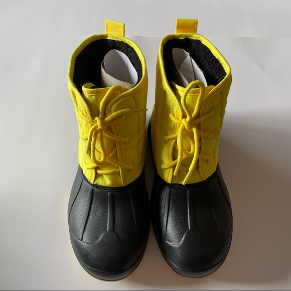 Kids Rain Lace-up Boots Yellow Size 3/6 - Picture 2 of 8
